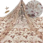 New 2020 New Design African Beaded Liturgical Lace Fabric Luxury Sequin Embroidery Beaded Lace Fabric