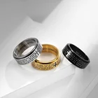 Ring 18k Gold Plated Our Father Prayer Spinner Band Ring Men Rotatable Cross Ring Stainless Steel