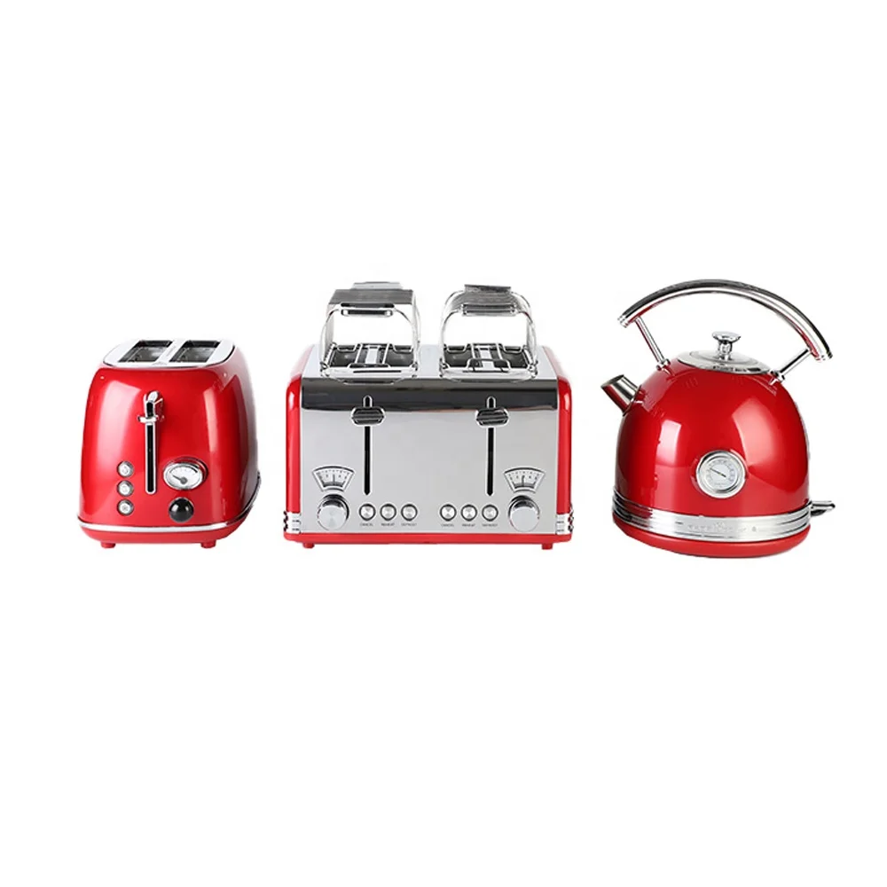 red retro kettle toaster sets