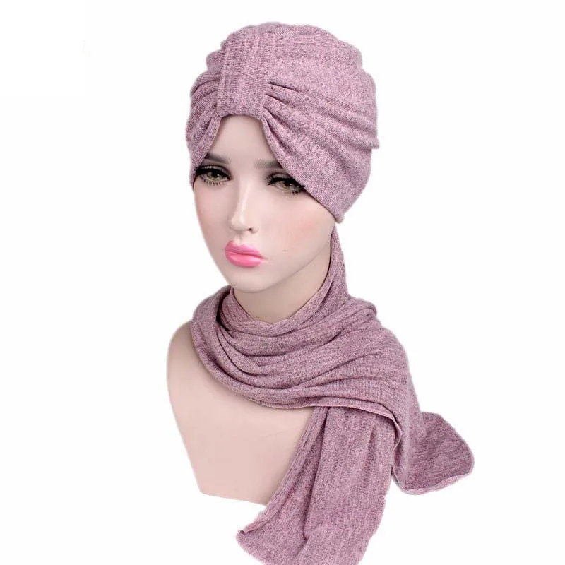 Women Multi Function Hijab Turban Head Wrap Long Cotton Tube Headwrap Scarf 