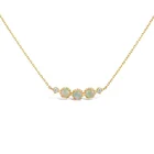 Charms Diamond Gemnel Adjustable Chain Curved 3 Opal Charms Diamond 925 Silver Pendants For Necklace