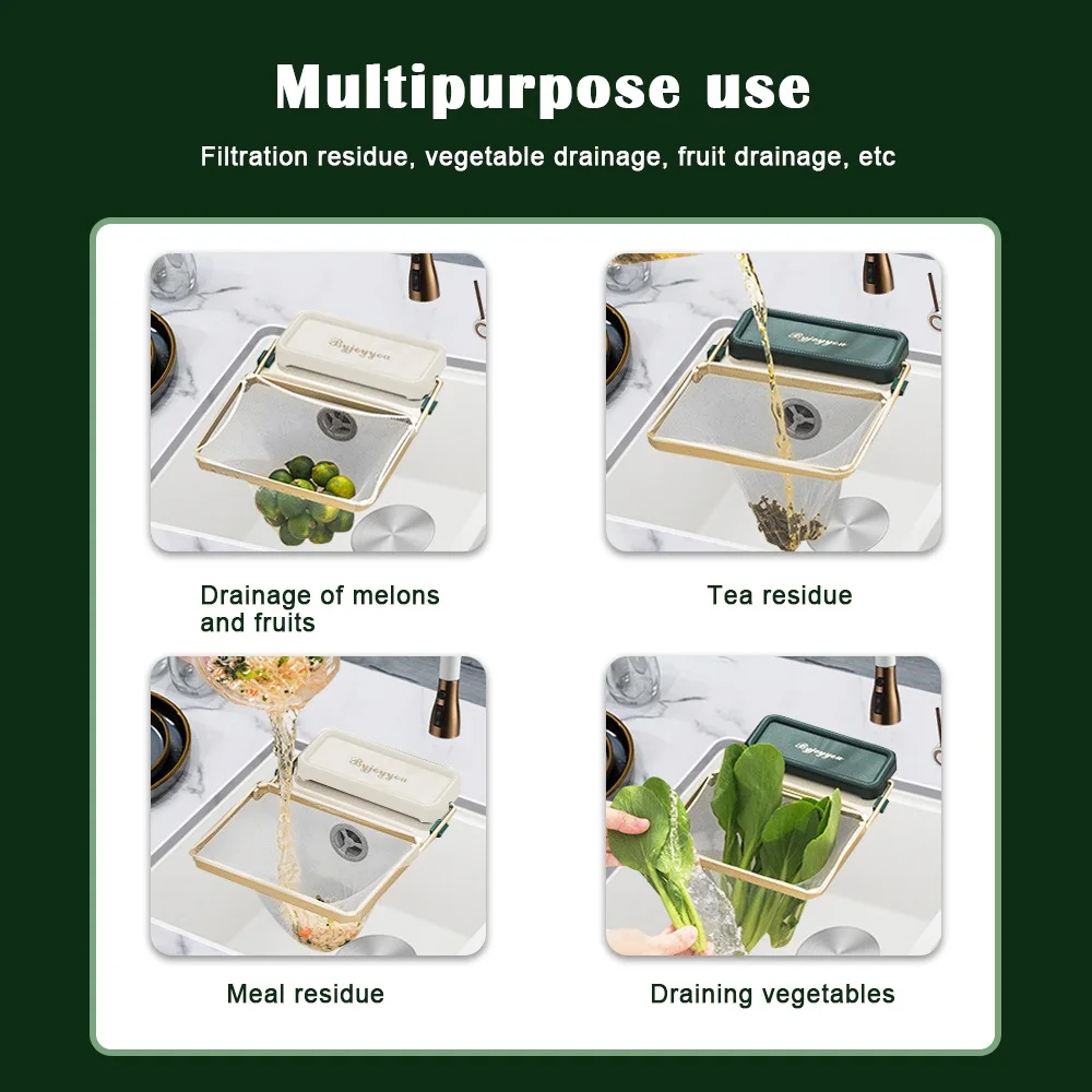 Foldable Metal Sink Strainer Rack Disposable Filter Mesh Strainer Vegetable Fruit Drainer Kitchen Gadgets Accessories