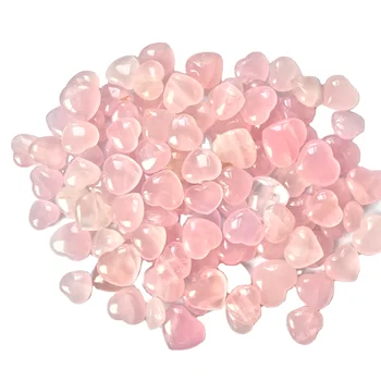 Natural Rose Quartz Heart Shaped Pink Crystal Heart For Gift