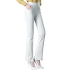 Black White Black And White High Waist Flare Pants Stretch Wide Leg Pants Work Pants With Pockets