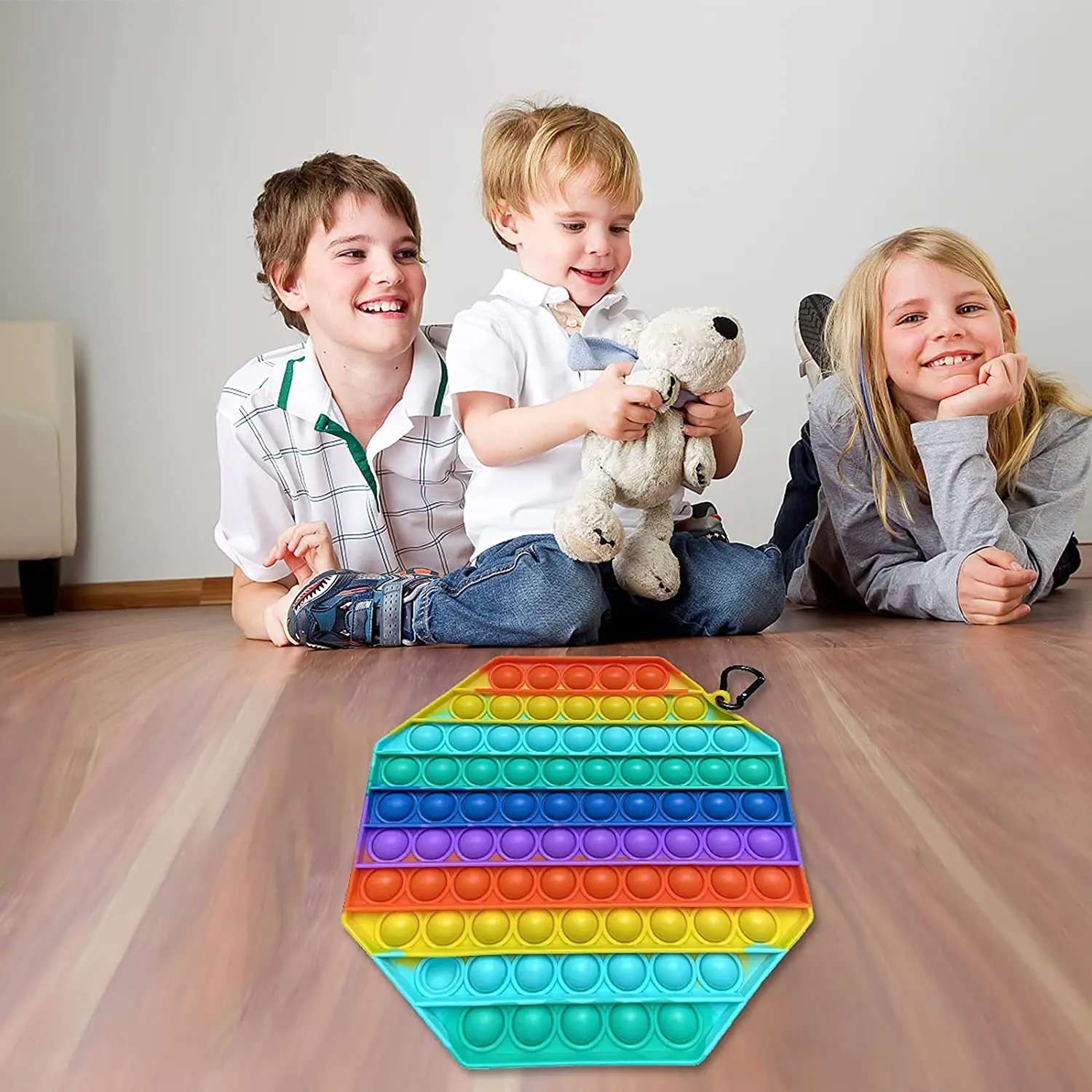 Big Size 20 cm Fidget Sensory Toys Silicone Pressure Relieving Toys Squeeze Toys for Kids Children Adult Rainbow 82 Bubbles