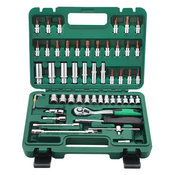 JZD Home Household Hand Tool Box Ratchet Wrench Tool Set Car Repair Plastic Tool Box Kit