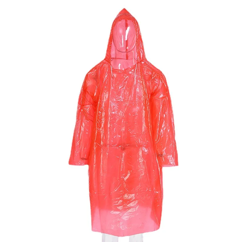 DD2257  Korean Style Adult One-Piece Hiking Raincoat Pe Thick Material Women Men Raincoat with Hoods and Sleeves