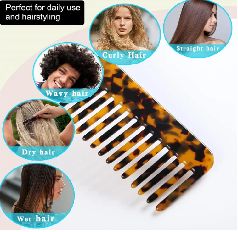 Hot selling oem brand logo Acetic acid version comb acetate hair detangler comb wide tooth pocket comb