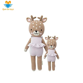 Custom Knitted Plush Toy Christmas Eve Reindeer Children Gift Super Soft and Kawaii Stuffed Animal knitted dolls