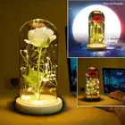 Wedding Gifts Wedding Decor Valentine Gifts Clear Preserved Rose In Glass Dome Led Glass Dome With Wooden Base