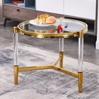 Glass Coffee Table And Side Table Minimalist Design Living Gold Acrylic Classical Glass Top Round Coffee Side Tables