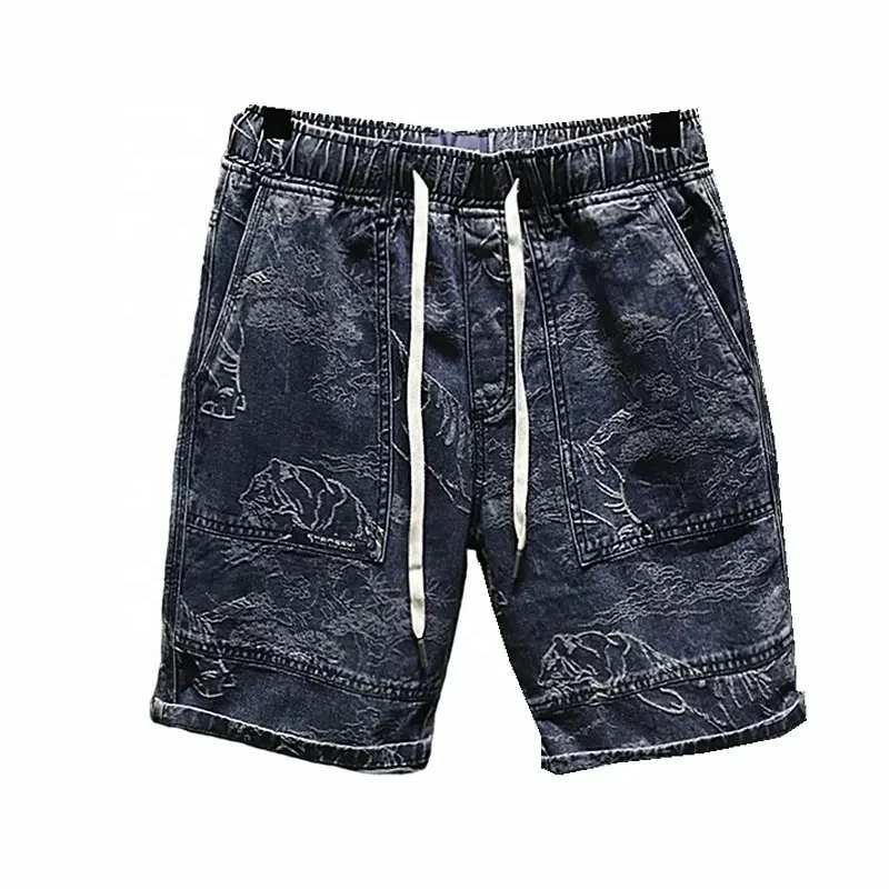 Wholesale Customized Men Zipper Fly Loose Fit 100%Cotton Denim Pants Baggy Jorts Skate Jeans Shorts