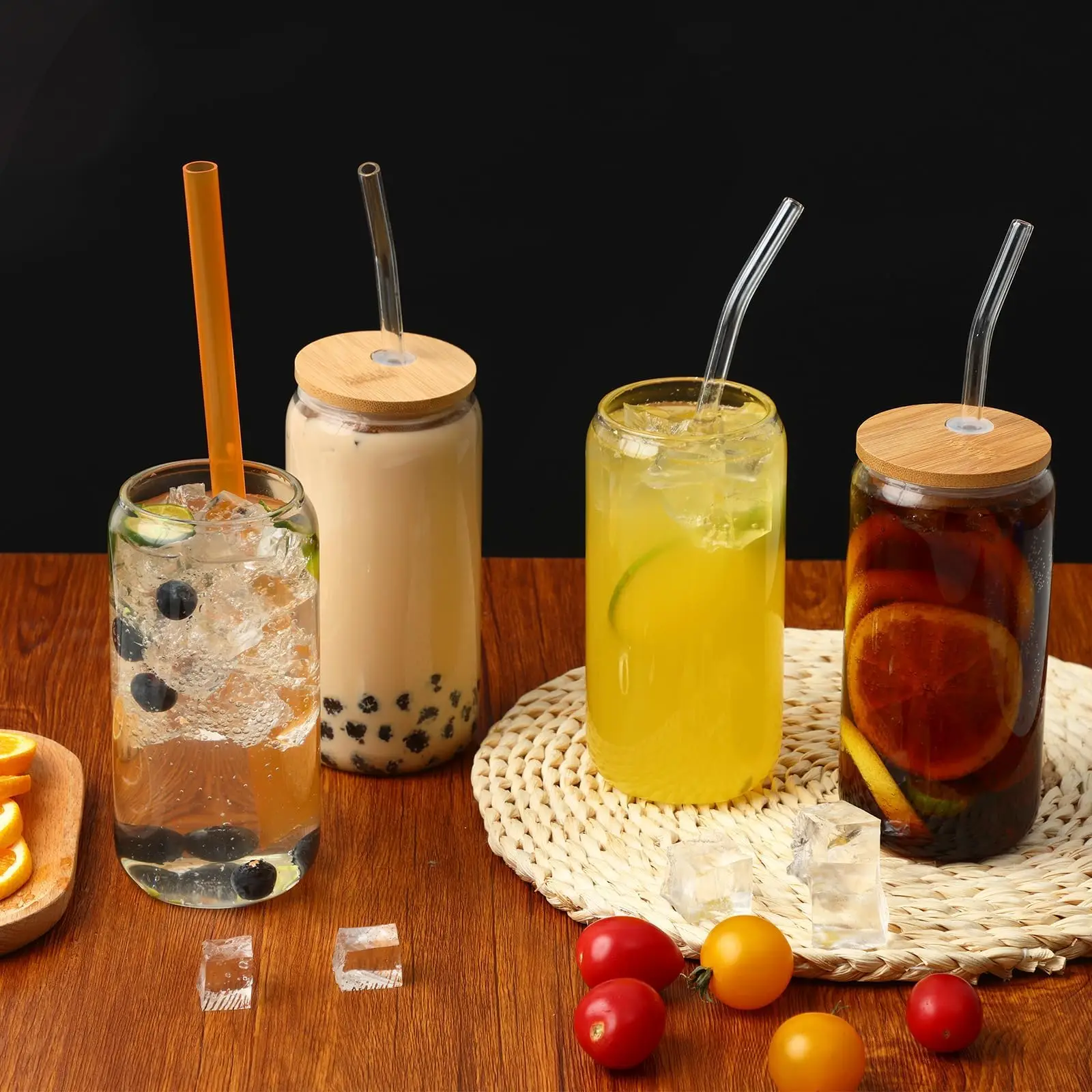 Hot Sale Fashion 8Pcs Heat Resistant Transparent Coffee Bamboo Glass Coffee Cups Mug