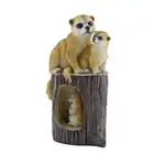 Family Wholesale Decorative LED Resin Family Meerkat Figurine Garden Decor Home Gift