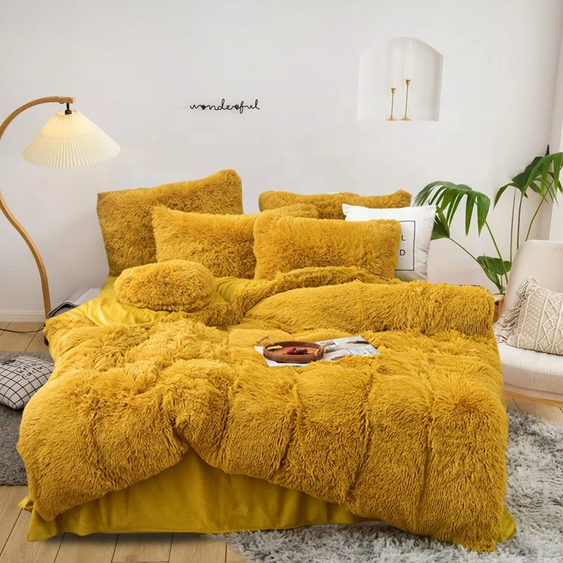 yellow fluffy duvet cover