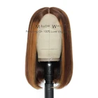 Mellowwaves Hair 100% Human Hair 13*4 Lace Frontal Op4/27 Straight Wave Bob Wigs 12A Grade For Black Women