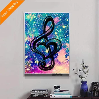 DIY 5D Diamond Painting by Number Kits Crystal Rhinestone Diamond Embroidery Paintings Colorful Starry Sky Music Notation