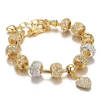 Very popular gold jewellery bead bracelet crystal charm bangle bracelet