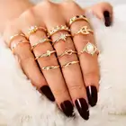 Vintage Gem Crystal Rings Set Fashion 2021 Hot Sale Jewelry Opal Crown Star Moon Knuckle Rings For Women Party