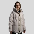Jacket Russian Gray Color Down Coat 70% Duck Down Long Thick Winter Down Jacket With Lamb Wool Design