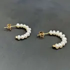 Earring Stud Earrings Zooying Factory Chic C Shaped Earring Freshwater Pearl Hoop Design Piercing Stud Earring