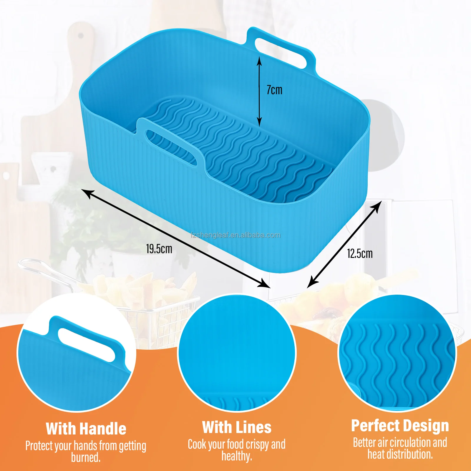 product 2pcs bpa free eco friendly food grade au gratin dishes rectangle oven baking tray basket reusable air fryer silicone tray liner-6