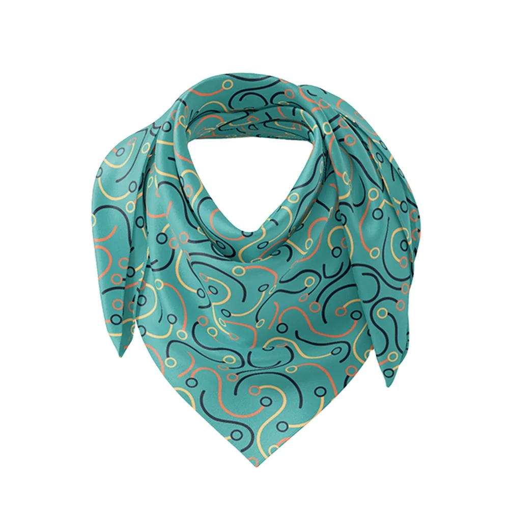 Custom Brand Design chinese silk scarf hair headband New Trending long twill square silk scarf silk cap wholesale