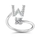 Letters Ring Rings Women Adjustable Rhinestone A - Z Letters Initial Name Stackable Ring Alphabet Rings