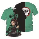 T-shirt Short Printed Men's Anime Demon Slayer T-shirt 3D Digital Printing Men's Short Sleeve T-shirt