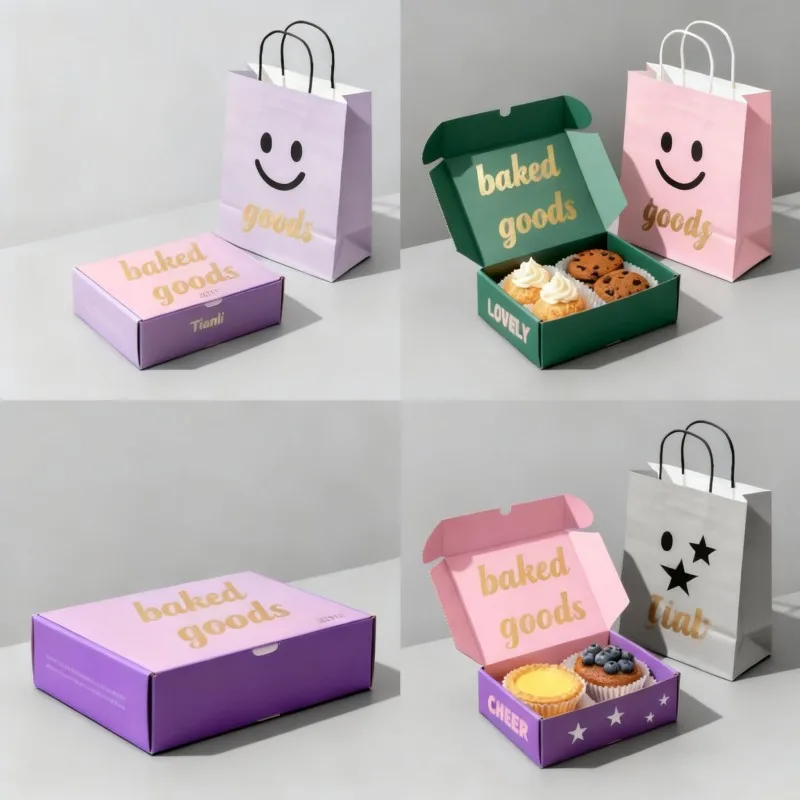 product hot sale food grade chocolate cookies paper box digital printing cream cakes egg tarts paper box biodegradable afternoon tea box-5