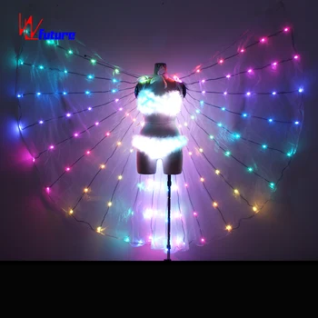 Remote control sexy belly dance LED isis wings costumes luminous sexy bra and panty for dancing