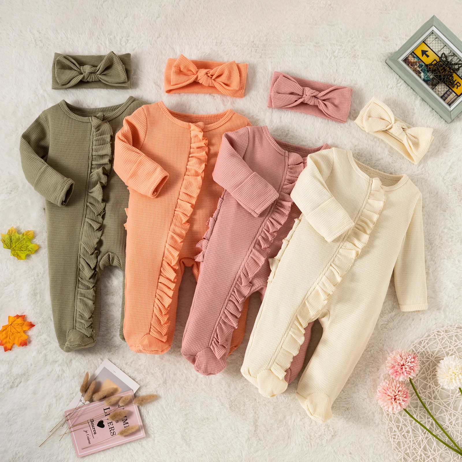 manufacturer Hot Sale Baby Pajamas Ruffles Oem Long Sleeve Baby Onessiie Blank Pajamas For Kid Cute Baby Pajama