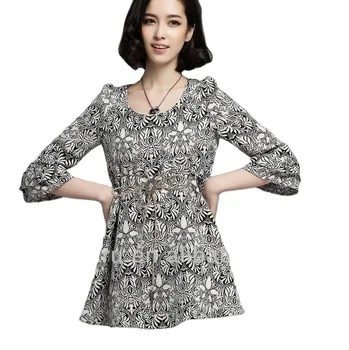 india women printed blouses with ruffle sleeve