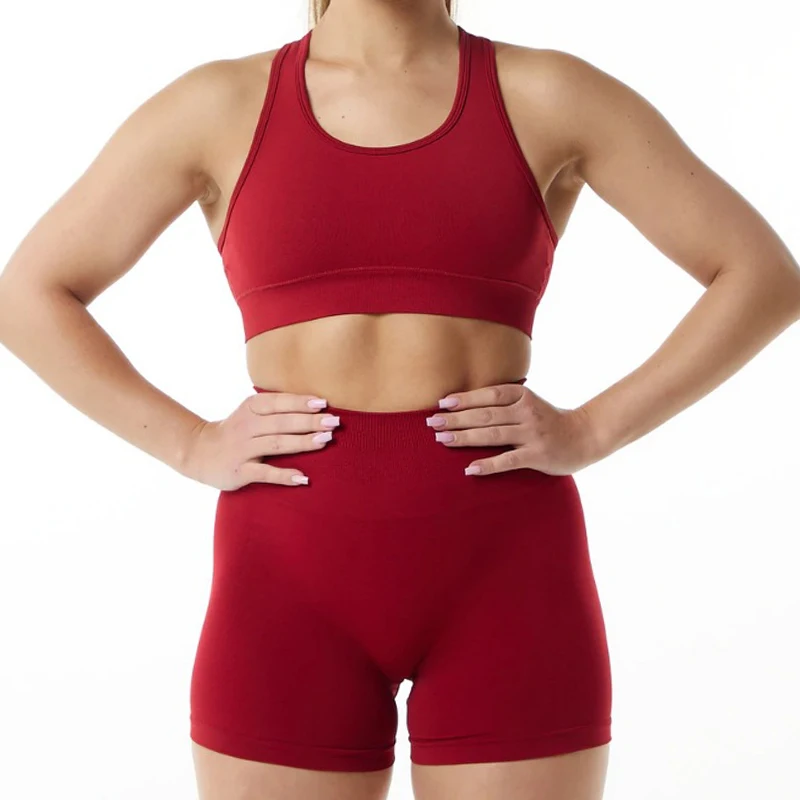 Summer Sportswear Set Clothing Trend Gym Seamless Yoga Set for Women Fitness Shorts Racer Back Sport Bra Breathable Set