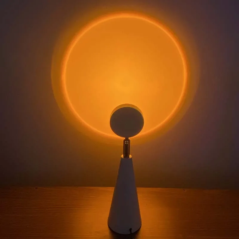 Cross-border modern led rgb colorful home decorative sunset lamp rainbow projection lamp atmosphere cone table lamps lamparas