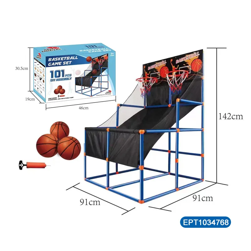 EPT New Children DIY Assemble Sports Basketball Stand Adjustable Outdoor Indoor Exercise Game Basketball Stand For Kids