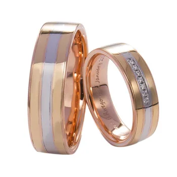 18K Yellow&White Gold Synthetic DEF Moissanite Diamond Finger Ring Set Romantic Couple Wedding Rings