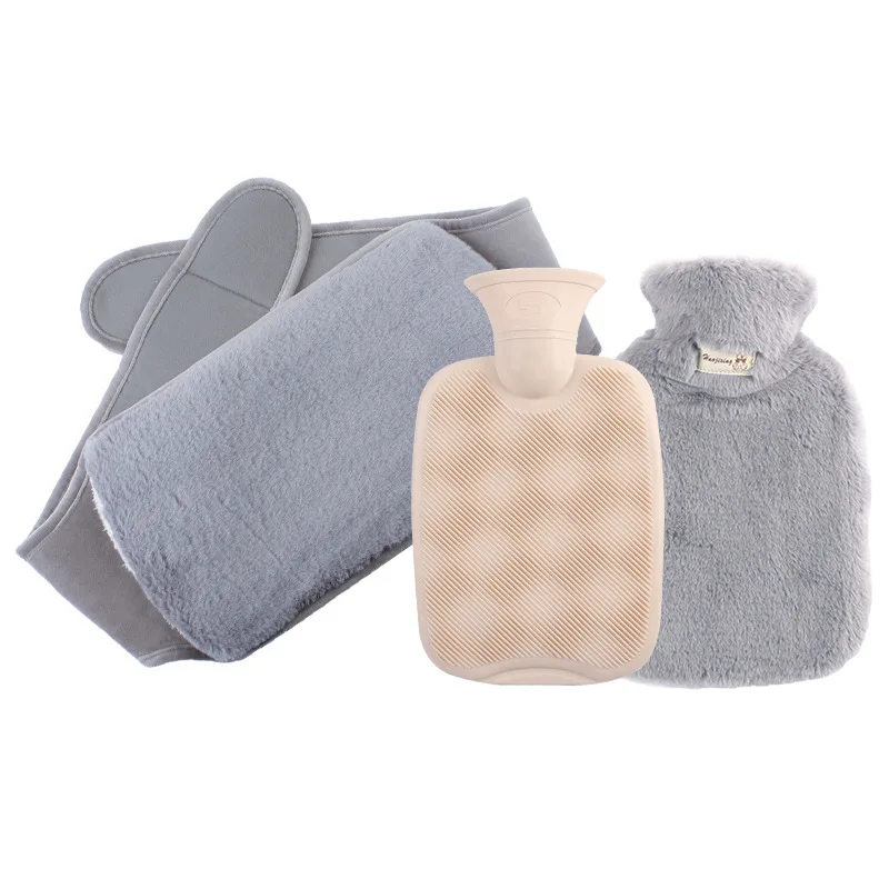 Set of 3 Hot Water Bottle, Rubber Hot Water Bag with Soft Waist Cover, Water Bag Pouch for Keeping Warm