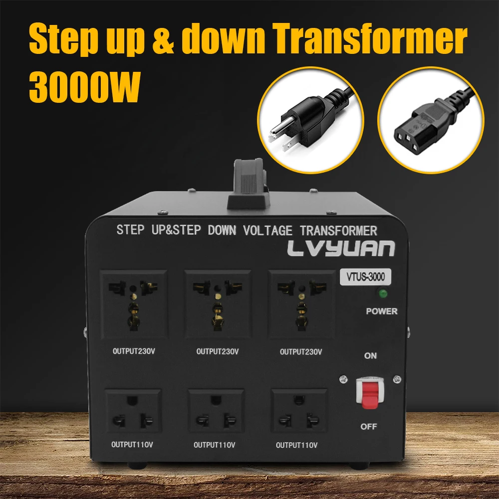 VOLTAGE CONVERTER TRANSFORMER STEP UP DOWN 3000W CE 110V TO 220V & 220 TO 110V 