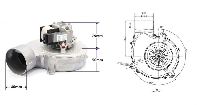 Centrifugal Fan, 220V, 55W, 65W - detail 16