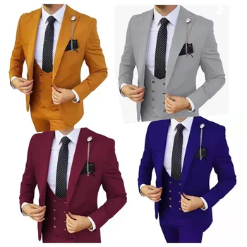 Slim Fit Groom Wedding Business Tuxedo Suit Formal Gentleman 3 Pieces Blazer Designs For Set Men Suits