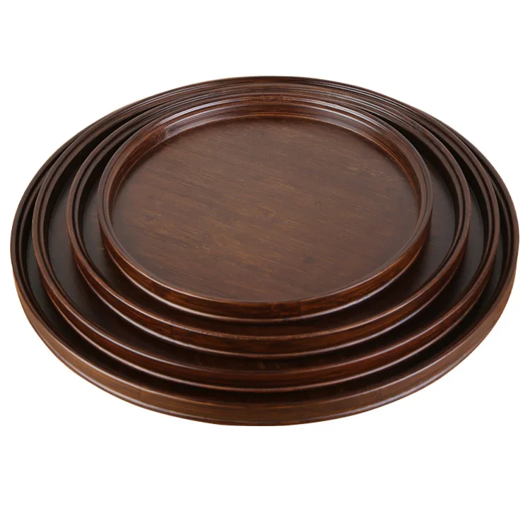 Custom Solid Wood Snack Plate Large Snack Serving Plate High Quality Walnut Round Tray