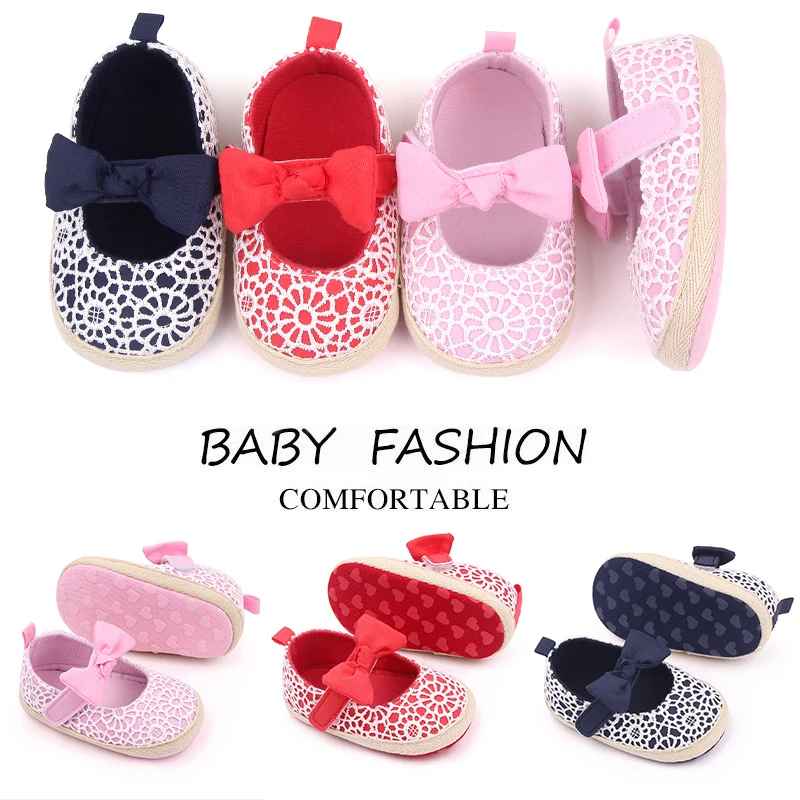 Spring and Autumn Bow Soft Soled Princess Baby Toddler Shoes for Girls factory