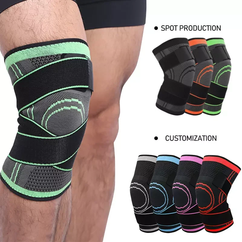 Knitted Elastic Nylon Knee Pads Knee Support Sleeve Compression Support Sleeve Compression Sports Knee Brace With Belt