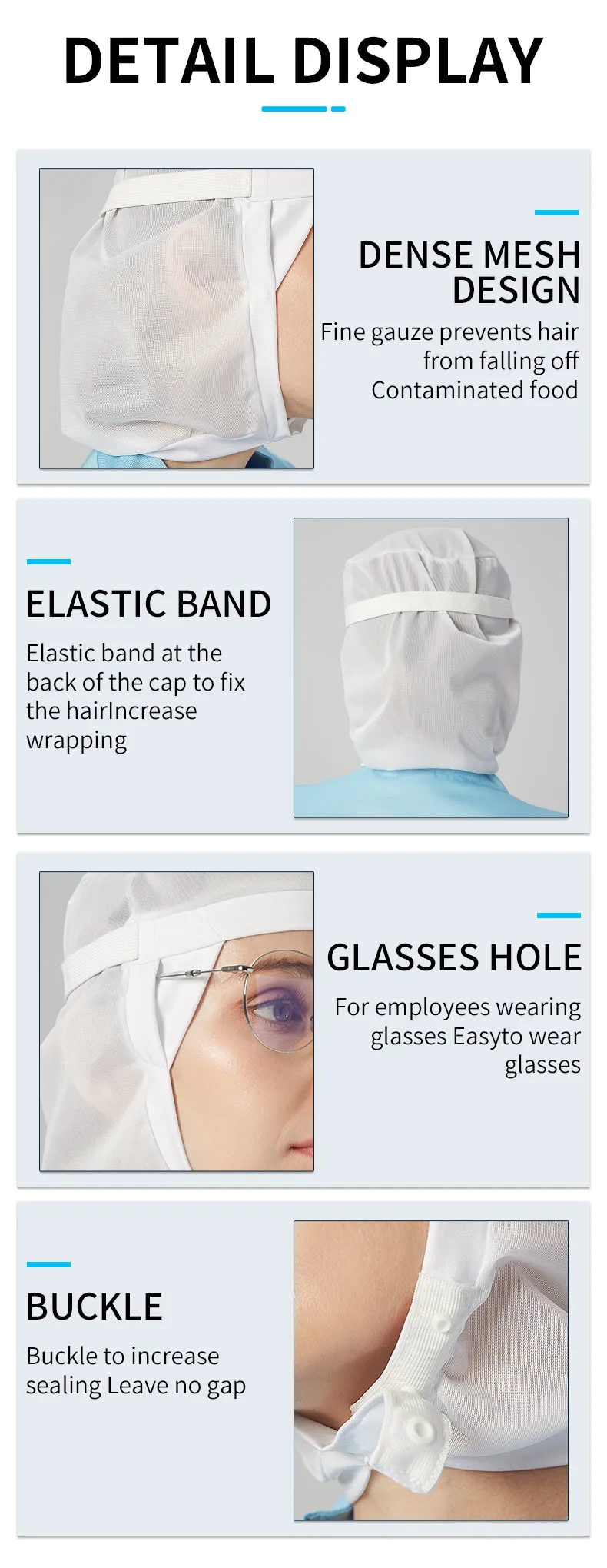 Polyester-Cotton Food Processing Cap for Hospital Cleanroom and Food Factory - Breathable Dustproof Workshop Cap