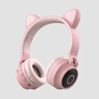 2021 Super Bass Hifi Noise Cancelling mini bluetooth headphone V5.0 Cute Earphone for Girls Cat Ear Led Gaming Headset