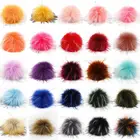 Fur Wholesale Pom Pom For Beanie Hats Snap On Fluffy Fox Fur Pompom Detachable Faux Raccoon Fur Ball