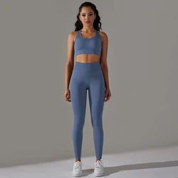 Wholesale Sport Suit Women Fitness Clothing 2 pcs Sport Wear Yoga Shockproof Bra Set Gym Sportswear Running Leggings Women Set