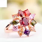Zircon Champagne Zircon Colorful Zircon Ring Electroplated Champagne Gold Zircon Ring