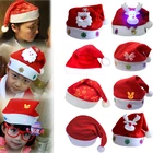 Christmas New Year LED Christmas Hat Santa Claus Reindeer Snowman Xmas Gifts Hat Christmas Hats Kids Adult